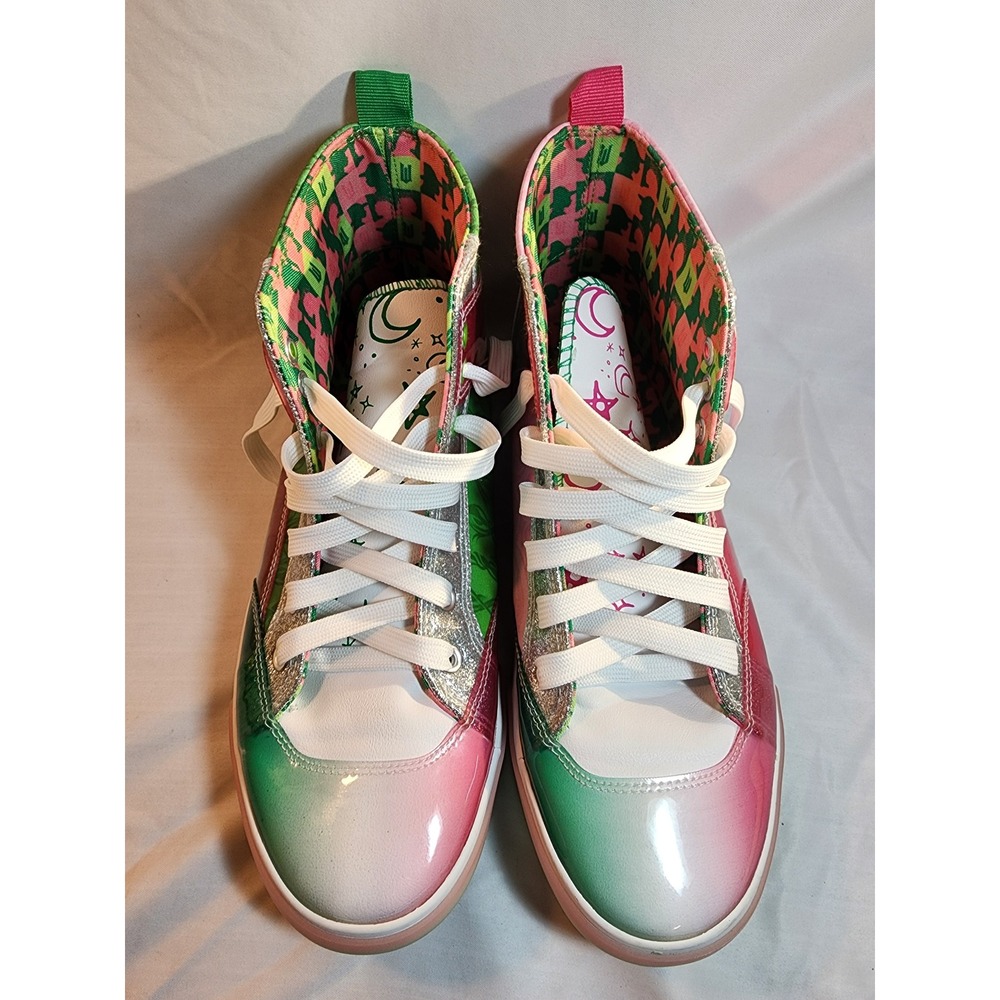 Wicked The Musical High‎ Top Sneakers Pink Green Glinda Elphaba Defy Gravity 10